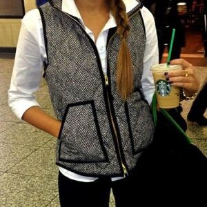 Jcrew quilted winter zipper herringbone vest XS
